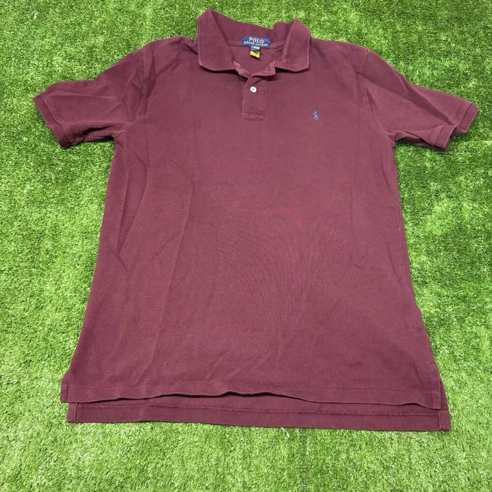 Youth Boys Polo Ralph Lauren Maroon Red Short Sleeve Polo Shirt Size XL (18-20)